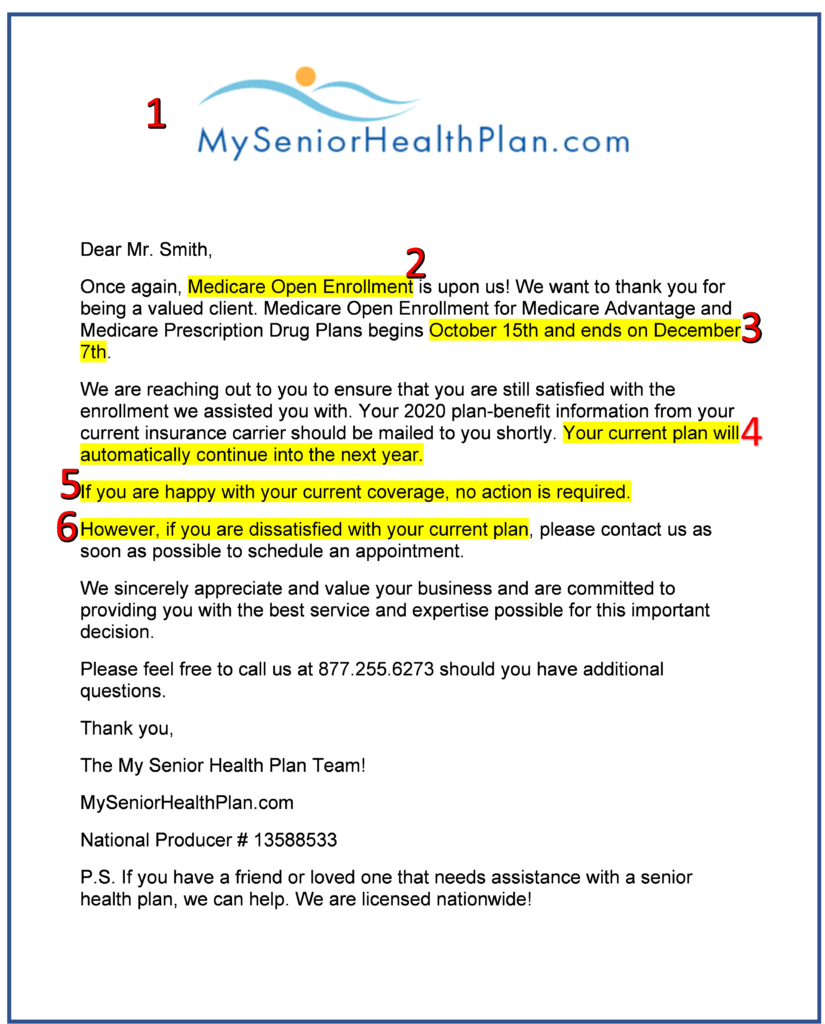 Medicare Annual Notice of Change letter example