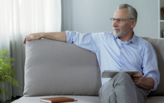 Senior man contemplates fixed annuities