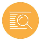 Icon2 Icon representing the concept of comparing Medicare plans with a magnifying glass examining a list.