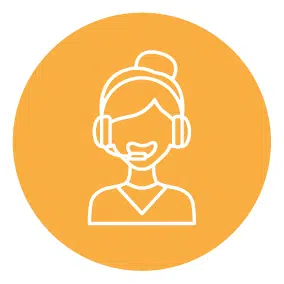 Icon depicting a Medicare coverage helpine customer service representative with a headset.
